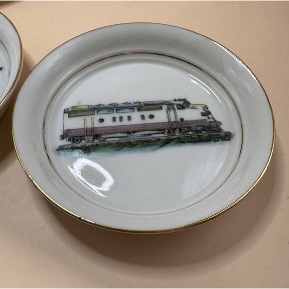 VTG Railroad Train Ceramic Coasters/Dish Lot ESD JAPAN Locomotives- Cool Pieces! - Picture 5 of 12